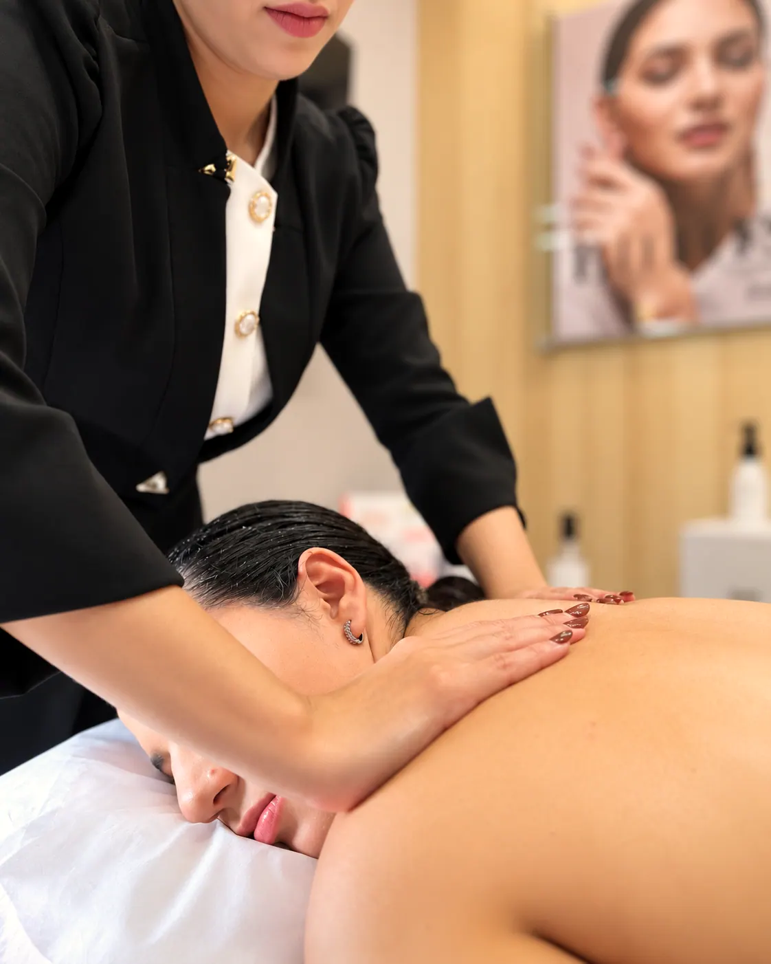 Paciente relaxada durante a massagem